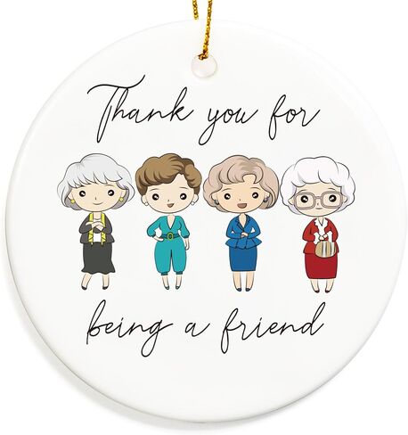 هدية لمحبي البضائع المصنوعة من السيراميك من Golden Girls، تذكار فريد من نوعه لشجرة عيد الميلاد، هدايا للفيل الأبيض/الحفلة/العطلات، هدية مستوحاة من الصداقة للأصدقاء/الأخوات/النساء (02) in Kuwait
