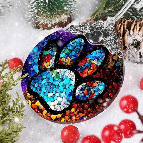 Paw Print Christmas Ornament - Sun Catcher and Tree Decorations - Gifts for Pet Lovers in Saudi Arabia