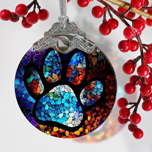 Paw Print Christmas Ornament - Sun Catcher and Tree Decorations - Gifts for Pet Lovers in Saudi Arabia