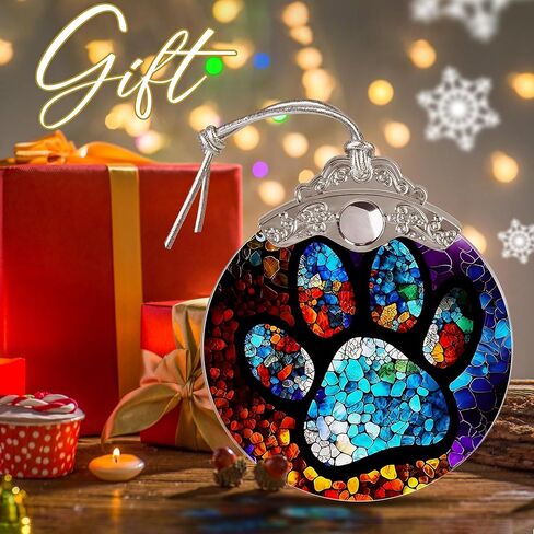 Paw Print Christmas Ornament - Sun Catcher and Tree Decorations - Gifts for Pet Lovers in Saudi Arabia