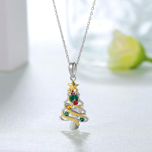Christmas Necklace 925 Sterling Silver Christmas Tree Necklace for Women Christmas Jewelry Gifts for Holiday in Saudi Arabia