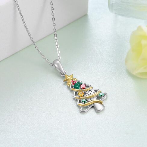 Christmas Necklace 925 Sterling Silver Christmas Tree Necklace for Women Christmas Jewelry Gifts for Holiday in Saudi Arabia