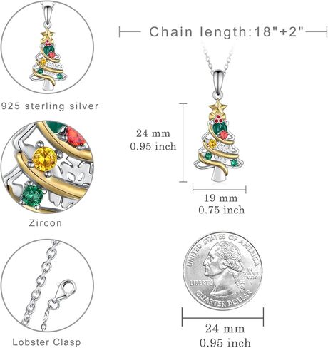 Christmas Necklace 925 Sterling Silver Christmas Tree Necklace for Women Christmas Jewelry Gifts for Holiday in Saudi Arabia
