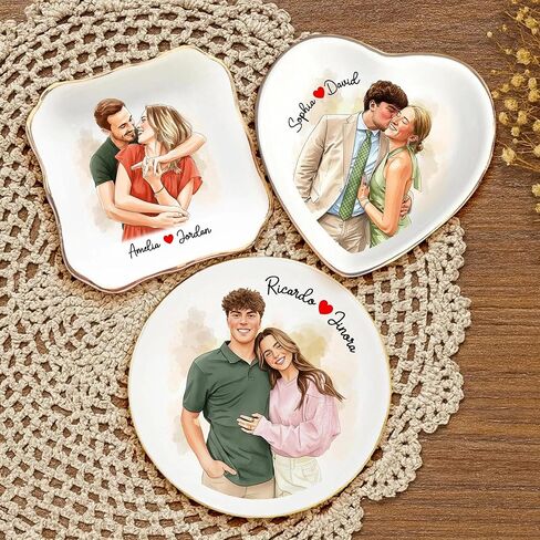 UrbanNEST Personalized Couple Portrait Ring Dish, Custom Photo Trinket Tray, Valentines Day Gifts Jewelry Holder, Couple Gifts, Custom Gift for Her, Trinkets Home Decor, Valentine 05 in Saudi Arabia