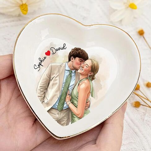 UrbanNEST Personalized Couple Portrait Ring Dish, Custom Photo Trinket Tray, Valentines Day Gifts Jewelry Holder, Couple Gifts, Custom Gift for Her, Trinkets Home Decor, Valentine 05 in Saudi Arabia
