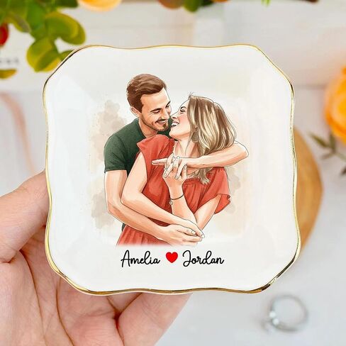 UrbanNEST Personalized Couple Portrait Ring Dish, Custom Photo Trinket Tray, Valentines Day Gifts Jewelry Holder, Couple Gifts, Custom Gift for Her, Trinkets Home Decor, Valentine 05 in Saudi Arabia