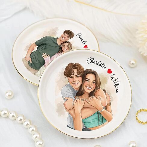 UrbanNEST Personalized Couple Portrait Ring Dish, Custom Photo Trinket Tray, Valentines Day Gifts Jewelry Holder, Couple Gifts, Custom Gift for Her, Trinkets Home Decor, Valentine 05 in Saudi Arabia