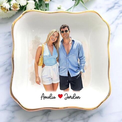 UrbanNEST Personalized Couple Portrait Ring Dish, Custom Photo Trinket Tray, Valentines Day Gifts Jewelry Holder, Couple Gifts, Custom Gift for Her, Trinkets Home Decor, Valentine 05 in Saudi Arabia