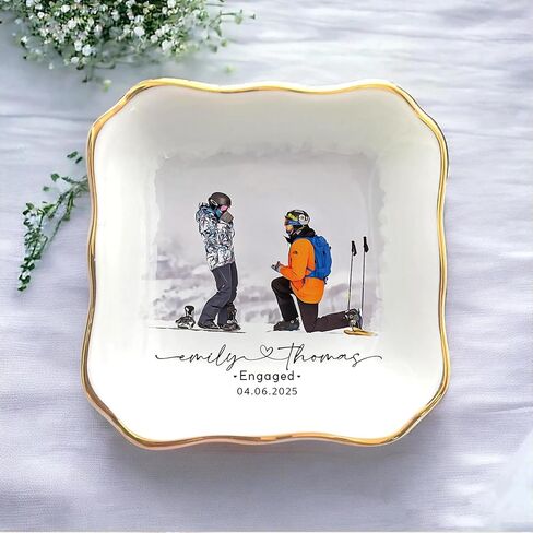 UrbanNEST Personalized Couple Portrait Ring Dish, Custom Photo Trinket Tray, Valentines Day Gifts Jewelry Holder, Couple Gifts, Custom Gift for Her, Trinkets Home Decor, Valentine 05 in Saudi Arabia