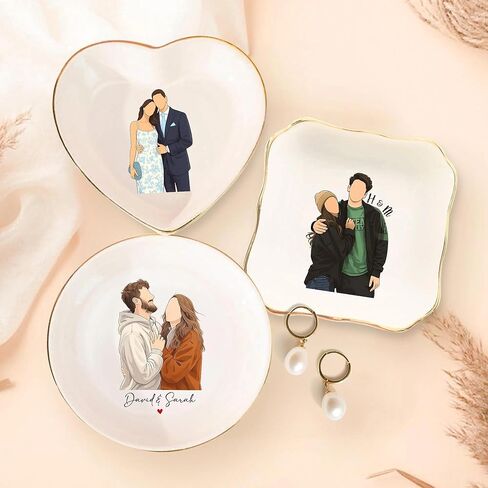 UrbanNEST Personalized Couple Portrait Ring Dish, Custom Photo Trinket Tray, Valentines Day Gifts Jewelry Holder, Couple Gifts, Custom Gift for Her, Trinkets Home Decor, Valentine 05 in Saudi Arabia