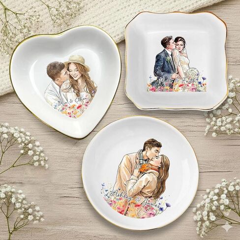 UrbanNEST Personalized Couple Portrait Ring Dish, Custom Photo Trinket Tray, Valentines Day Gifts Jewelry Holder, Couple Gifts, Custom Gift for Her, Trinkets Home Decor, Valentine 05 in Saudi Arabia
