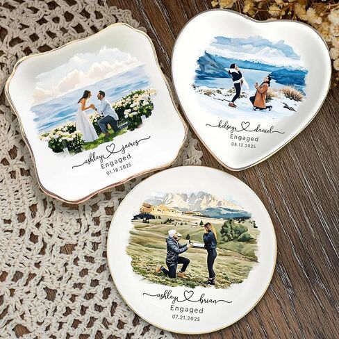 UrbanNEST Personalized Couple Portrait Ring Dish, Custom Photo Trinket Tray, Valentines Day Gifts Jewelry Holder, Couple Gifts, Custom Gift for Her, Trinkets Home Decor, Valentine 05 in Saudi Arabia