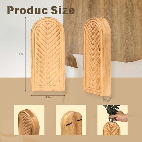 مجموعة مزهرية حائط خشبية فارغة مكونة من قطعتين: مزرعة حديثة وديكور بوهو لعشب بامباس، والزهور المجففة، والخضرة الصناعية - زارع معلق لغرفة المعيشة، والحمام، وفوق الأريكة، والمكتب in Kuwait