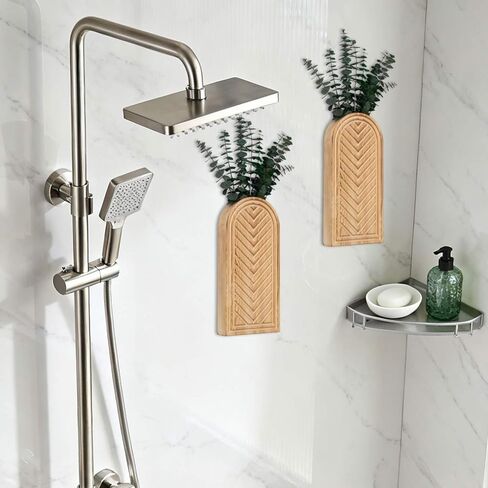 مجموعة مزهرية حائط خشبية فارغة مكونة من قطعتين: مزرعة حديثة وديكور بوهو لعشب بامباس، والزهور المجففة، والخضرة الصناعية - زارع معلق لغرفة المعيشة، والحمام، وفوق الأريكة، والمكتب in Kuwait