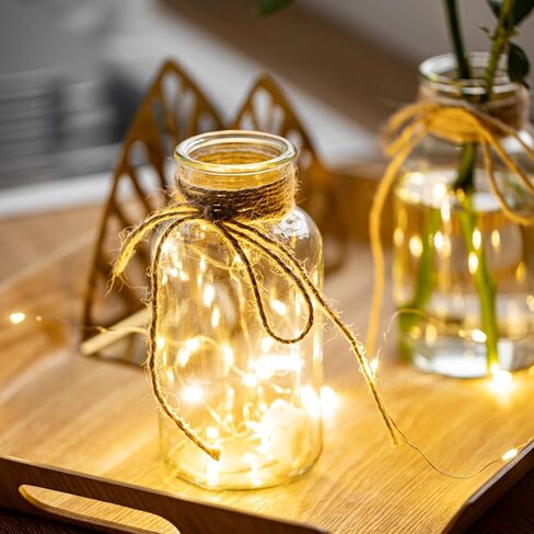 Vintage Glass Vases, Mason Jars for Centerpieces, Farmhouse Mason Jar Vase with Rope Design, Centerpiece Vases for Table, Wedding & Home Decor (6) in Saudi Arabia