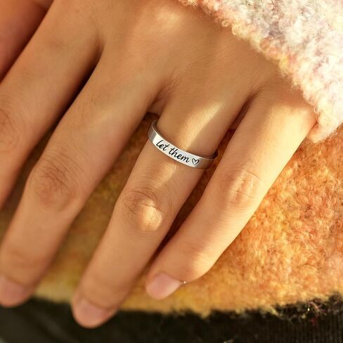 Let Them Zero Fcks Given Mantra Ring for Women, Stainless Steel Band Rings Silver Engraved Motivation Words Stackable Self Worth Inspirational Friendship Jewelry Best Friends in Saudi Arabia