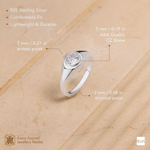 Sterling Silver Plain Signet Ring by Amberta in Saudi Arabia