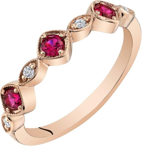 PEORA 925 Sterling Silver Stackable Ring with Created or Simulated Gemstones, 2mm Marquise and Round Band for Women, Sizes 5 to 9 in Saudi Arabia
