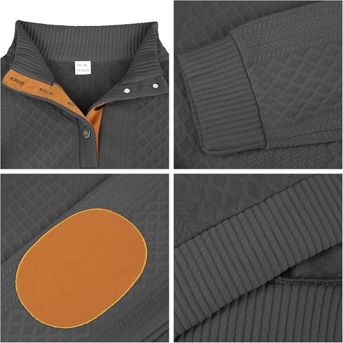 Men's Sweatshirt Casual Knit Jacquard Pullover Long Sleeve Quarter Button Mock Neck Sweatshirt in Saudi Arabia