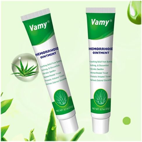 vamy Hemorrhoid Ointment (2 x 20g Tubes), 40g - Maximum Strength Formula for Hemorrhoidal Fast Relief, Soothes Itching, Burning & Discomfort in Saudi Arabia