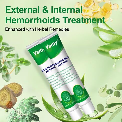 vamy Hemorrhoid Ointment (2 x 20g Tubes), 40g - Maximum Strength Formula for Hemorrhoidal Fast Relief, Soothes Itching, Burning & Discomfort in Saudi Arabia