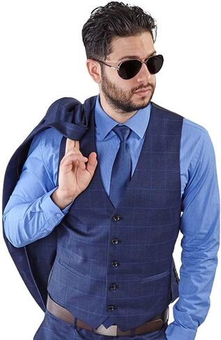 AZAR MAN Men's Slim Fit Dress Suit Vest 5 Button Adjustable Back Strap in Saudi Arabia