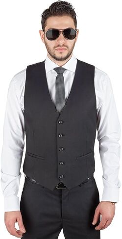 AZAR MAN Men's Slim Fit Dress Suit Vest 5 Button Adjustable Back Strap in Saudi Arabia