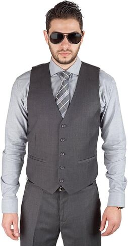 AZAR MAN Men's Slim Fit Dress Suit Vest 5 Button Adjustable Back Strap in Saudi Arabia