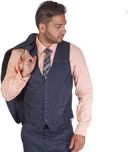 AZAR MAN Men's Slim Fit Dress Suit Vest 5 Button Adjustable Back Strap in Saudi Arabia