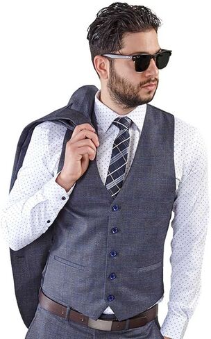 AZAR MAN Men's Slim Fit Dress Suit Vest 5 Button Adjustable Back Strap in Saudi Arabia