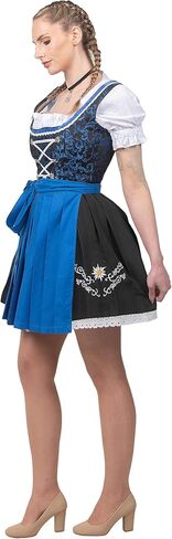 فستان Edelweiss Creek النسائي Oktoberfest Dirndl - 3 قطع من الزي البافاري الألماني التقليدي باللونين الأسود والأزرق in Kuwait