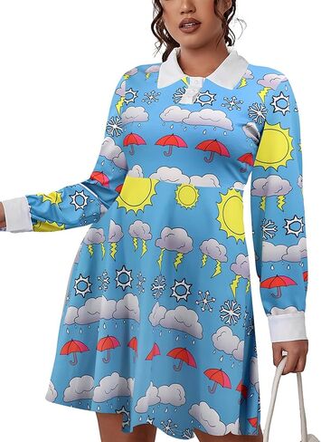 Laqeyko Women Long Sleeve Peter Pan Collar Fit and Flare A Line Skater Halloween Dress School Costume in Saudi Arabia