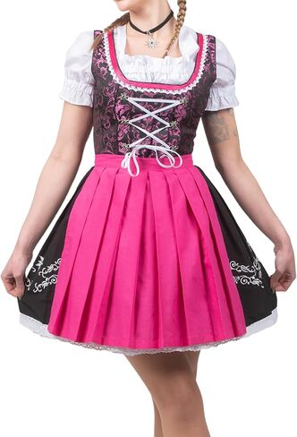 فستان Edelweiss Creek النسائي Oktoberfest Dirndl - 3 قطع من الزي البافاري الألماني التقليدي باللونين الأسود والأزرق in Kuwait