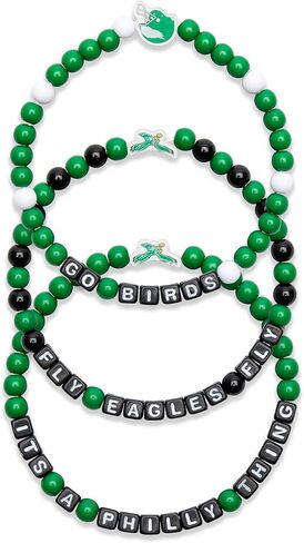 FOCO Unisex Adult NFL Team Logo Officially Licensed 3-Pack Beaded Friendship Bracelet, Gems in Kuwait