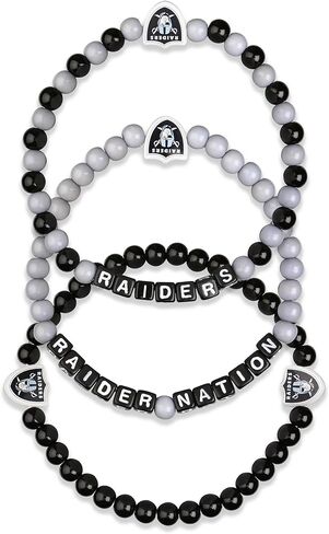 FOCO Unisex Adult NFL Team Logo Officially Licensed 3-Pack Beaded Friendship Bracelet, Gems in Kuwait