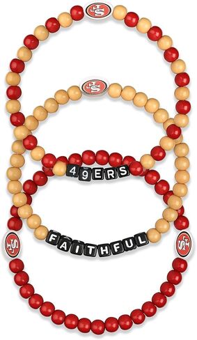 FOCO Unisex Adult NFL Team Logo Officially Licensed 3-Pack Beaded Friendship Bracelet, Gems in Kuwait