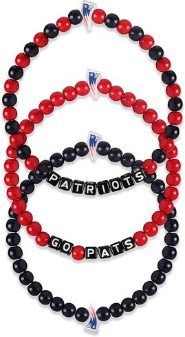 FOCO Unisex Adult NFL Team Logo Officially Licensed 3-Pack Beaded Friendship Bracelet, Gems in Kuwait
