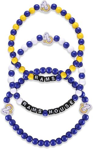 FOCO Unisex Adult NFL Team Logo Officially Licensed 3-Pack Beaded Friendship Bracelet, Gems in Kuwait