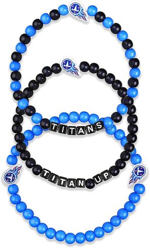 FOCO Unisex Adult NFL Team Logo Officially Licensed 3-Pack Beaded Friendship Bracelet, Gems in Kuwait