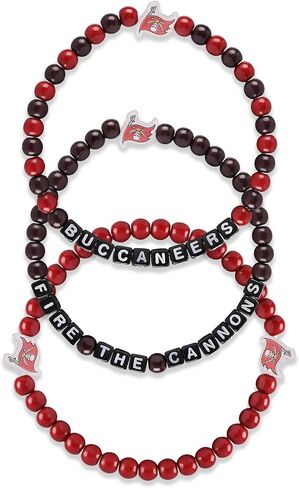 FOCO Unisex Adult NFL Team Logo Officially Licensed 3-Pack Beaded Friendship Bracelet, Gems in Kuwait