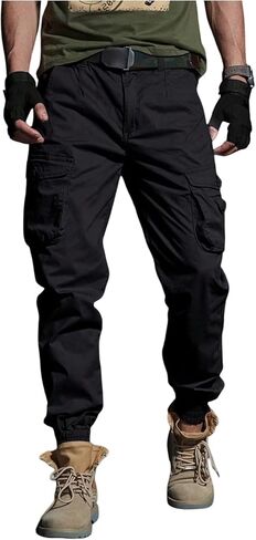 OYOANGLE Men's Jogger Cargo Pants Flap Pocket Tactical Work Outdoor Hiking Lightweight Pants in Saudi Arabia