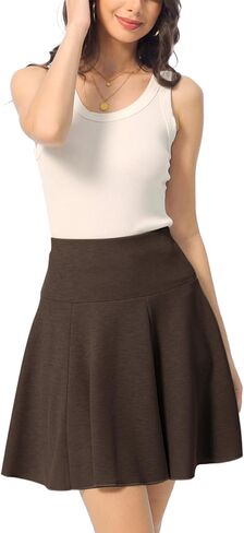 High Waist Flared A-Line Flared Mini Skirt with Elastic Waistband in Saudi Arabia