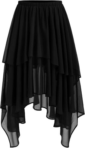 تنورة CIDER - تنانير طويلة للنساء، تنورة طويلة مبطنة بحاشية غير متماثلة وخصر متوسط، تنورة منسوجة مبطنة in Kuwait