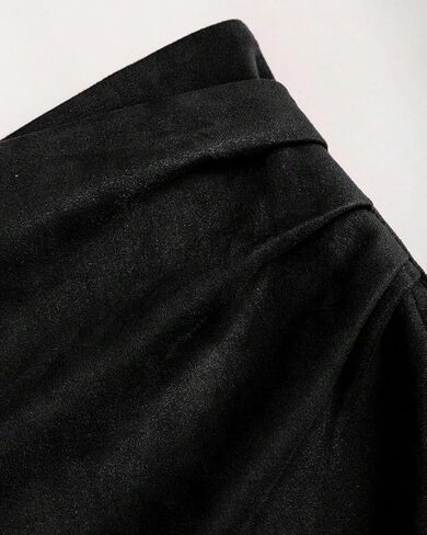 Women Vintage Ruched Wrap High Waist Zip Back Faux Suede Mini Skirts Elegant Fall A-Line Bodycon Short Skirts in Saudi Arabia