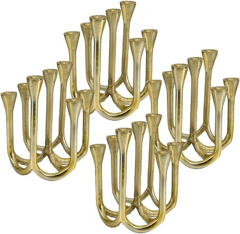 Serene Spaces Living Seven-Branched Gold Menorah Candle Holder, Cast Aluminum Candelabra, Fireplace, Dining Table, Coffee Table, Wedding, Home, Holiday Decor, 7.75" Long, 6.5" Wide & 8.25" Tall in Kuwait