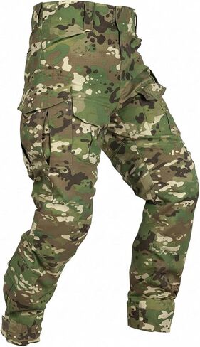 Men's Tactical Pants Camo Cargo Pants Ripstop Work Hiking Pants with 10 Pockets No Belt in Saudi Arabia