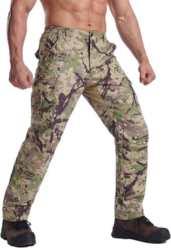 LOOGU Men's Water Resistant Tactical Pants, Ripstop Cargo Pants with 8 Pockets Hiking Work Outdoor in Kuwait