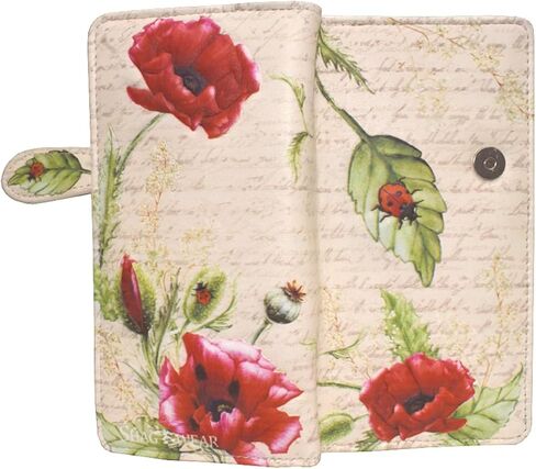 محفظة Shag Wear Ladybugs and Poppies كبيرة طبيعية للنساء والفتيات المراهقات من الجلد الصناعي النباتي باللون البيج مقاس 7 بوصات in Saudi Arabia