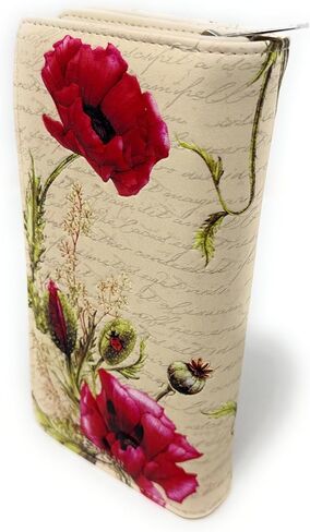 محفظة Shag Wear Ladybugs and Poppies كبيرة طبيعية للنساء والفتيات المراهقات من الجلد الصناعي النباتي باللون البيج مقاس 7 بوصات in Saudi Arabia