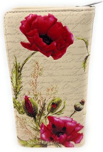 محفظة Shag Wear Ladybugs and Poppies كبيرة طبيعية للنساء والفتيات المراهقات من الجلد الصناعي النباتي باللون البيج مقاس 7 بوصات in Saudi Arabia